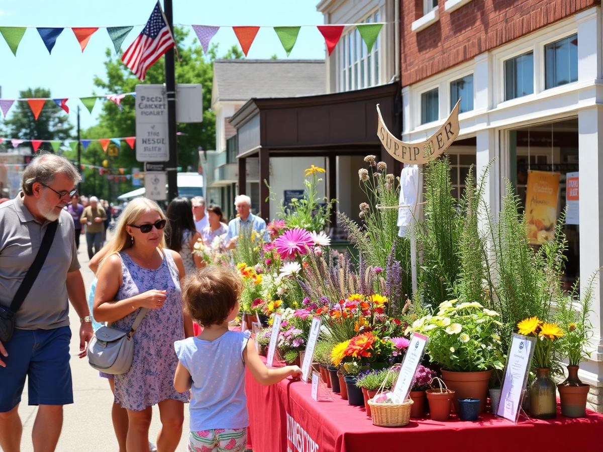 Native plant display at a small-town summer festival booth